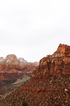 Stunning view of red rock formations in Zion National Park, Utah